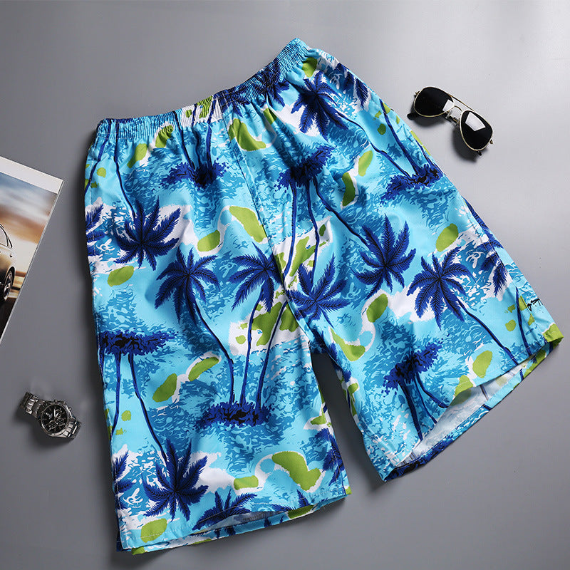 Hzori Beach Pants Men's Large Size Quick-Drying Loose Thin Men's Shorts Sports Casual Flower Pants