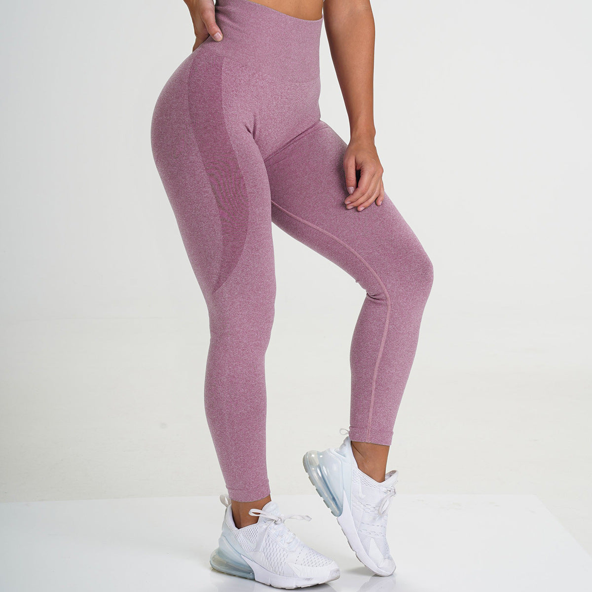 Hzori European and American Seamless Knitted Small Crescent Breathable Quick-Drying Fitness Pants High Waist Peach Hip Tight Stretch Hip Lift Yoga Pants