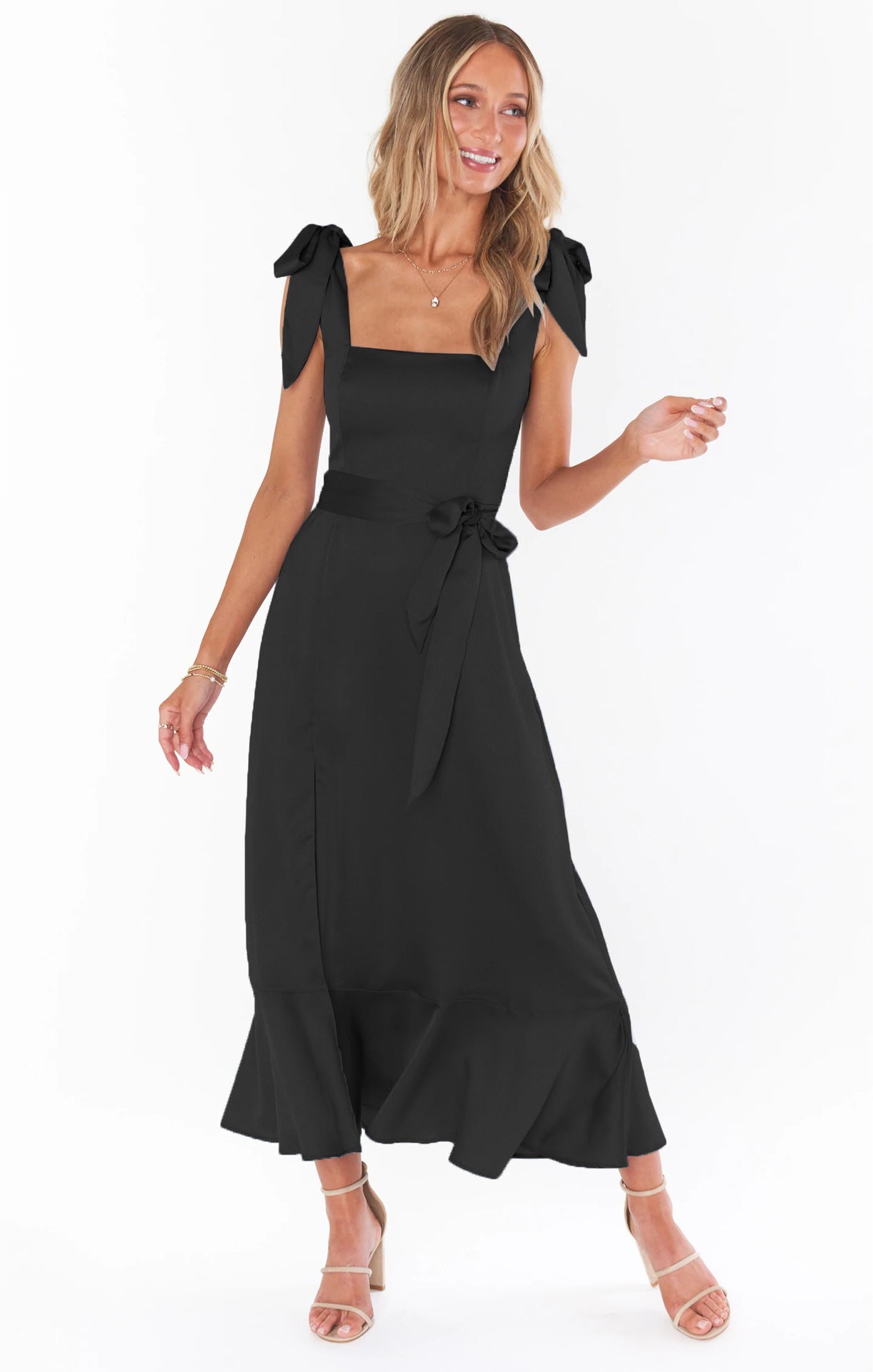 Hzori Summer Hot Sale New Elegant Fashion Style Women's Clothing Temperament Commute Split Dress French Style High Sense Skirt