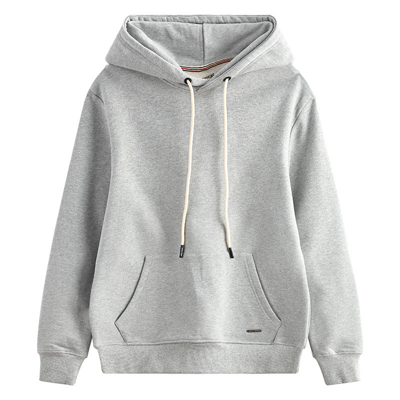 Hzori 470G Autumn and Winter Heavy and Thick Fleece-Lined Thickened Solid Color Retro Hooded Men and Women Couple Sweater Fashion