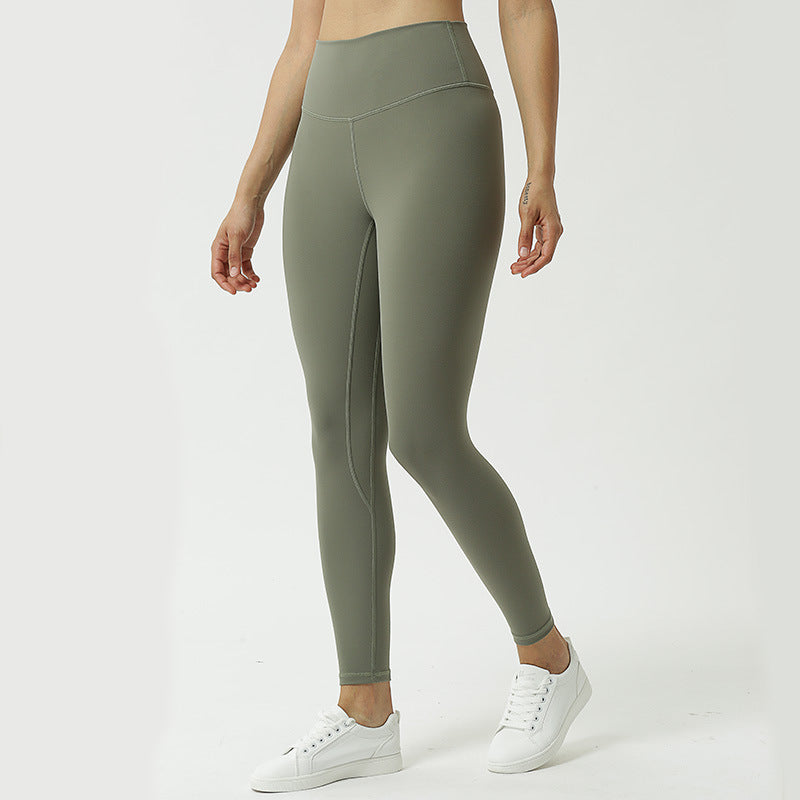 Hzori New Double-Sided Brushed Cloud Sense Yoga Pants Women's Sports Slim Fit Fitness Pants High Waist Nude Feel Yoga Ninth Pants