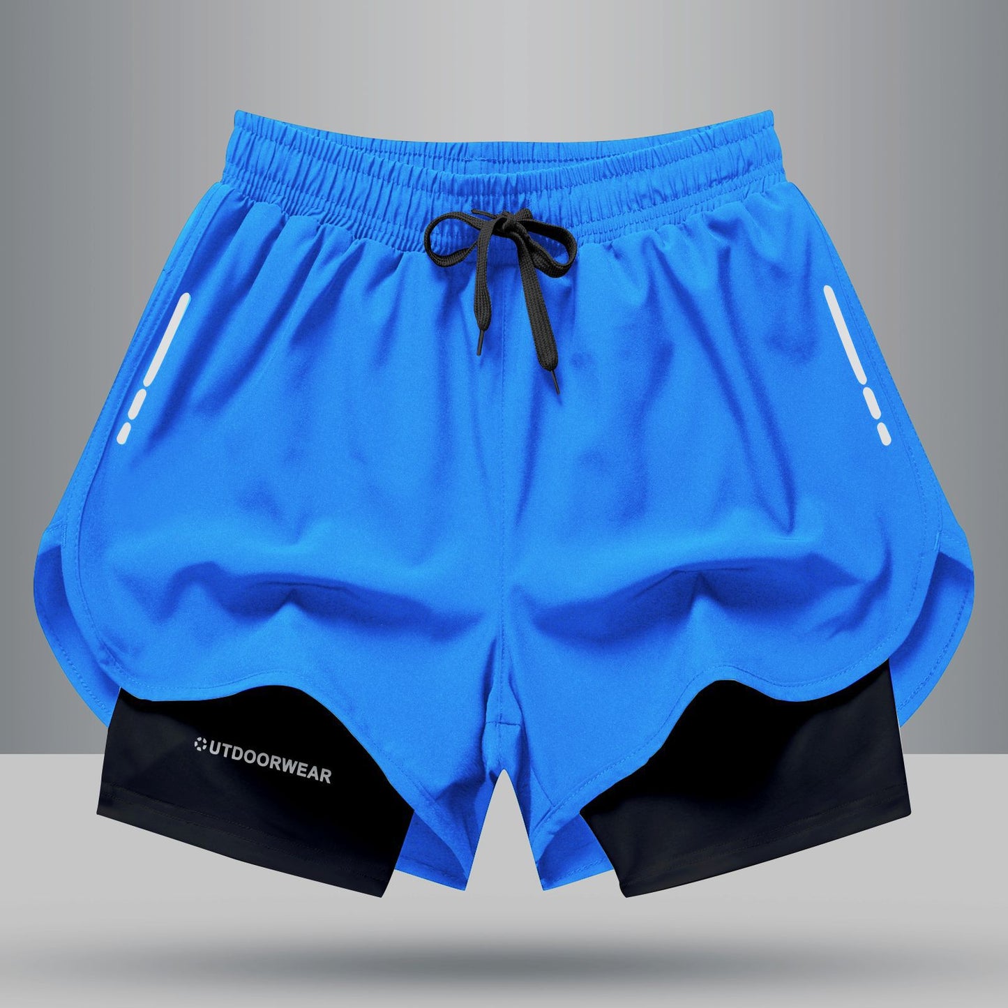 Hzori Quick-Drying Sports Shorts for Men Basketball Marathon Running Fitness Short Shorts Fake Two-Piece Anti-Exposure Swimming Trunks