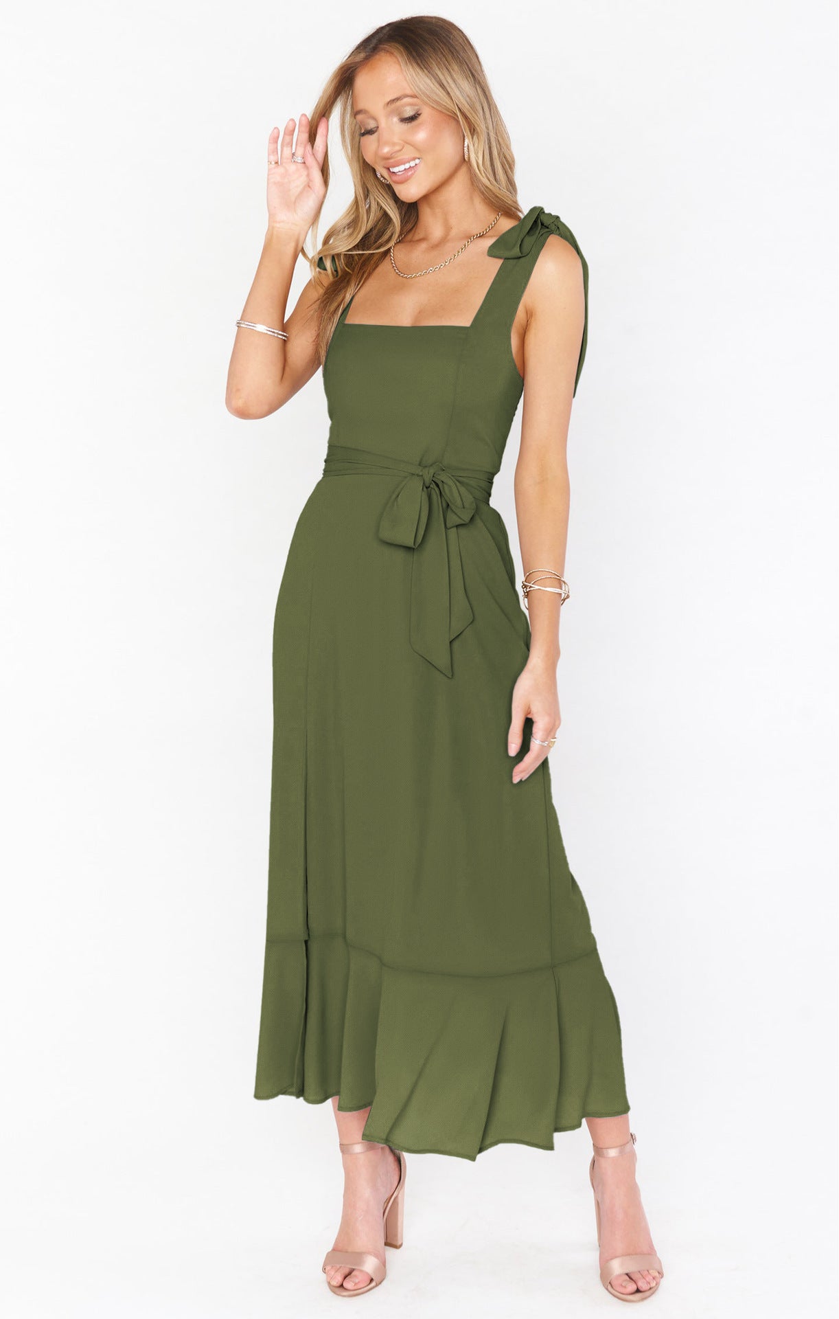 Hzori Summer Hot Sale New Elegant Fashion Style Women's Clothing Temperament Commute Split Dress French Style High Sense Skirt