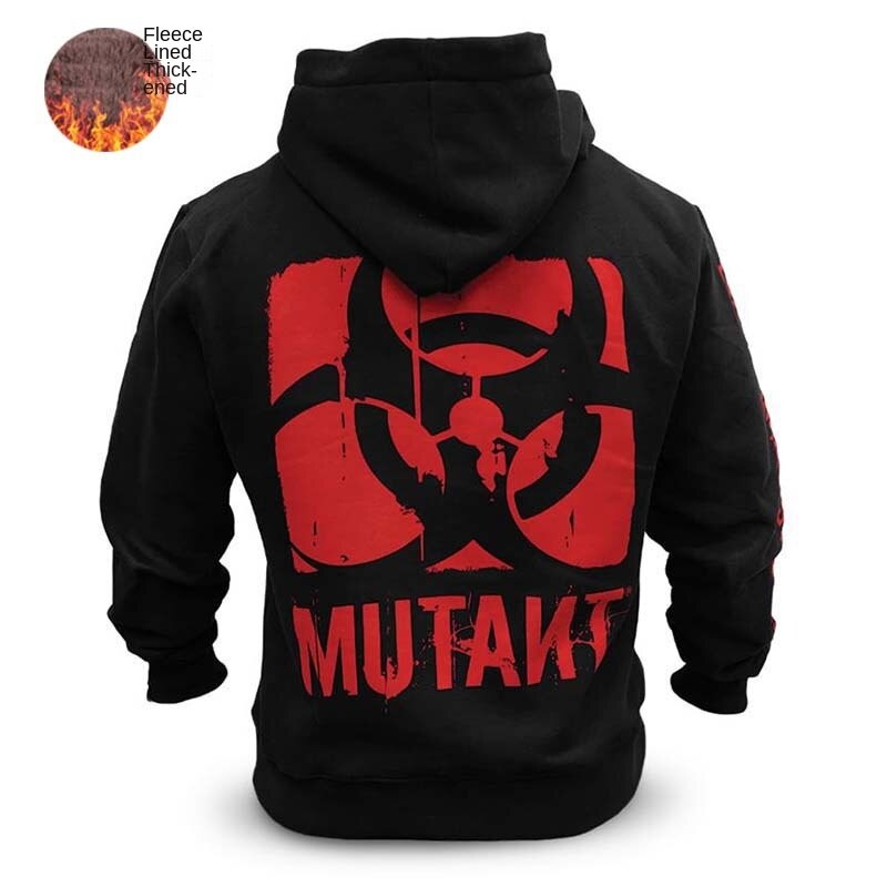 Hzori New Thickened Monster Fitness Sports Jacket Men's Winter Sports Clothing Outdoor Hooded Sweater Fleece-Lined