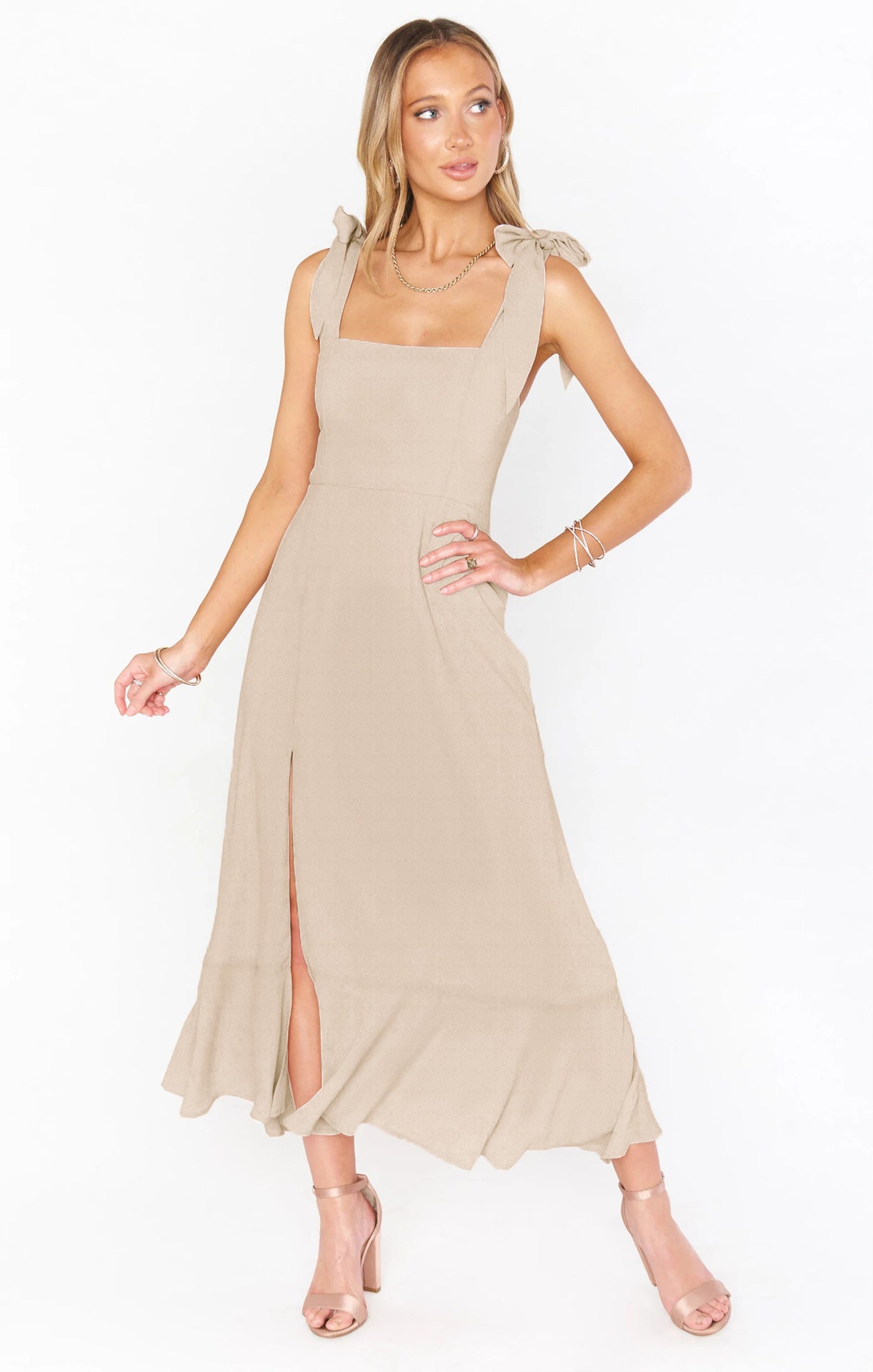Hzori Summer Hot Sale New Elegant Fashion Style Women's Clothing Temperament Commute Split Dress French Style High Sense Skirt