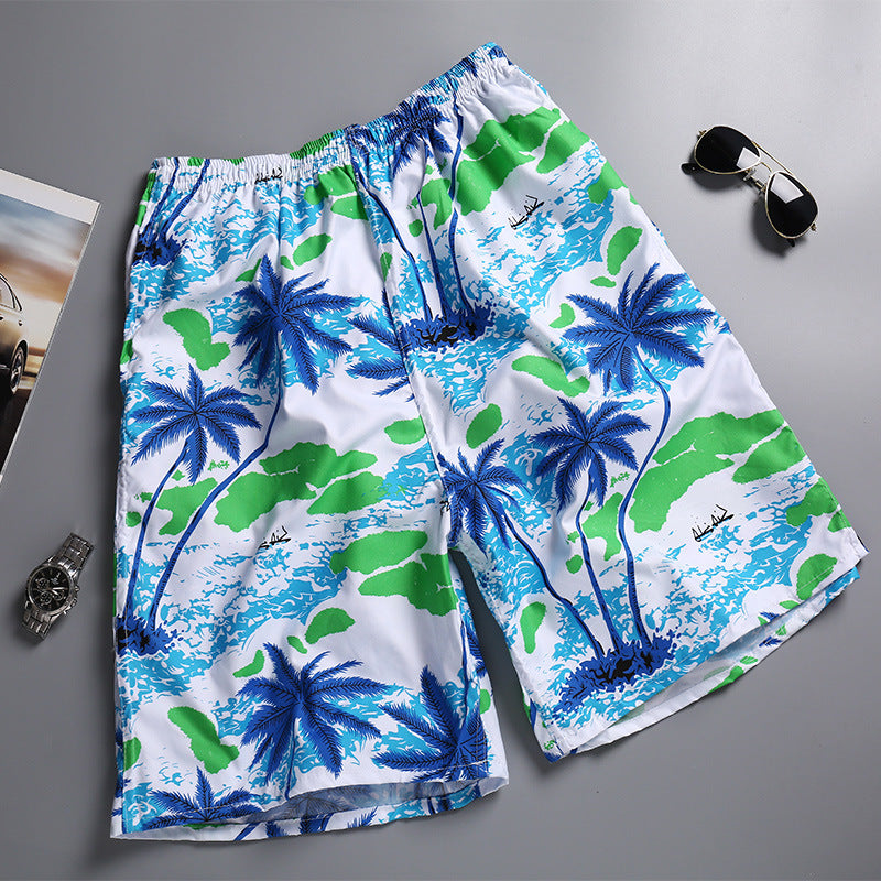 Hzori Beach Pants Men's Large Size Quick-Drying Loose Thin Men's Shorts Sports Casual Flower Pants