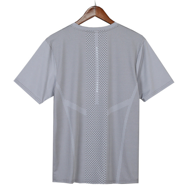 Hzori Short-Sleeved Polo Shirt Quick Drying Clothes Men's Sports and Leisure Running T-shirt Basketball Training Wear Ice Silk Top
