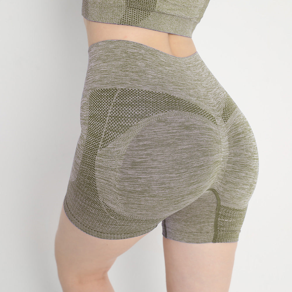 Hzori Seamless Peach Hip Fitness Yoga Pants Women's High Waist Hip Lift Belly Contracting and Close-Fitting Sports Quick-Drying Base Short Shorts