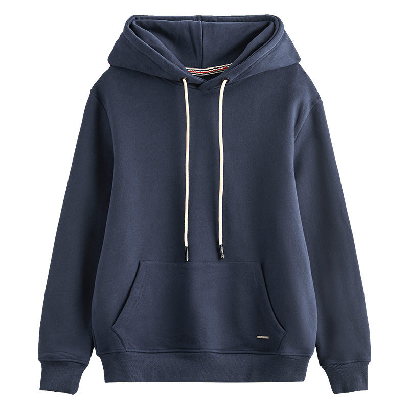 Hzori 470G Autumn and Winter Heavy and Thick Fleece-Lined Thickened Solid Color Retro Hooded Men and Women Couple Sweater Fashion