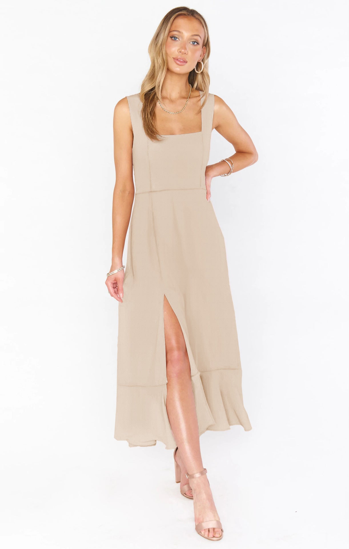 Hzori Summer Hot Sale New Elegant Fashion Style Women's Clothing Temperament Commute Split Dress French Style High Sense Skirt