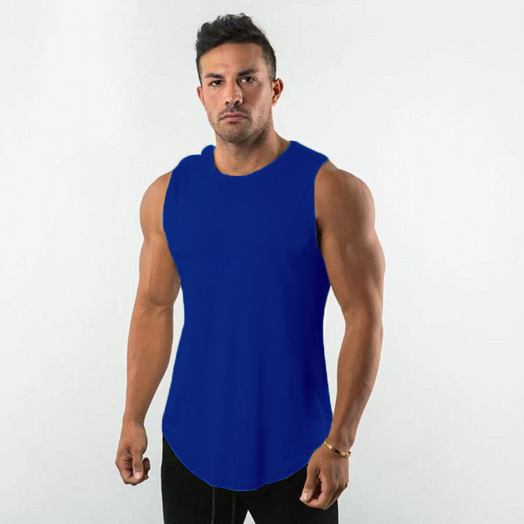 Hzori Candy Solid Color Sports Fitness Vest Men's Running Exercise Slim Black and White Sleeveless Waistcoat