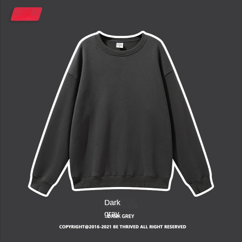 Hzori 2023 Autumn and Winter New Fashion Brand Casual Loose 345G Velvet Solid Color round Neck Men's Sweater