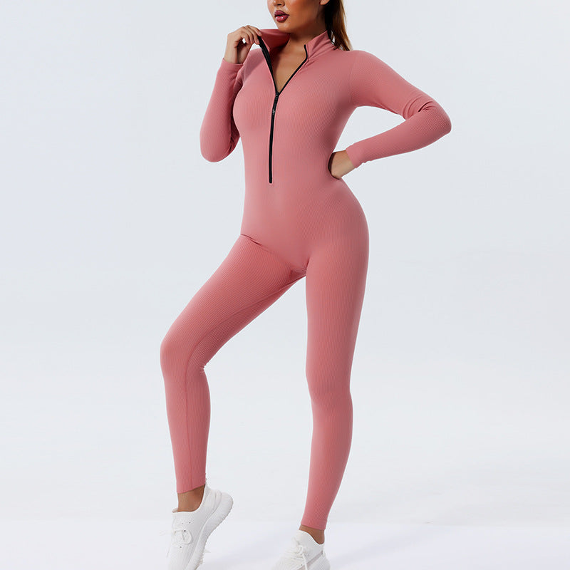 Hzori Quick-Drying Seamless Fall/Winter Yoga Wear Long-Sleeved Sports Suit Dance Yoga Fitness Suit One-Piece Skinny Yoga Pants Women