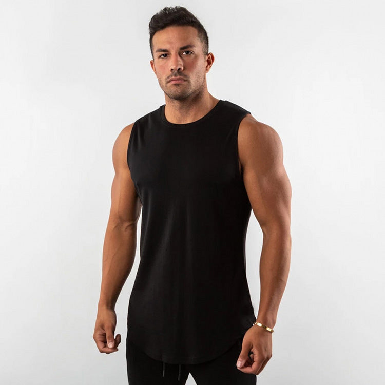 Hzori Candy Solid Color Sports Fitness Vest Men's Running Exercise Slim Black and White Sleeveless Waistcoat
