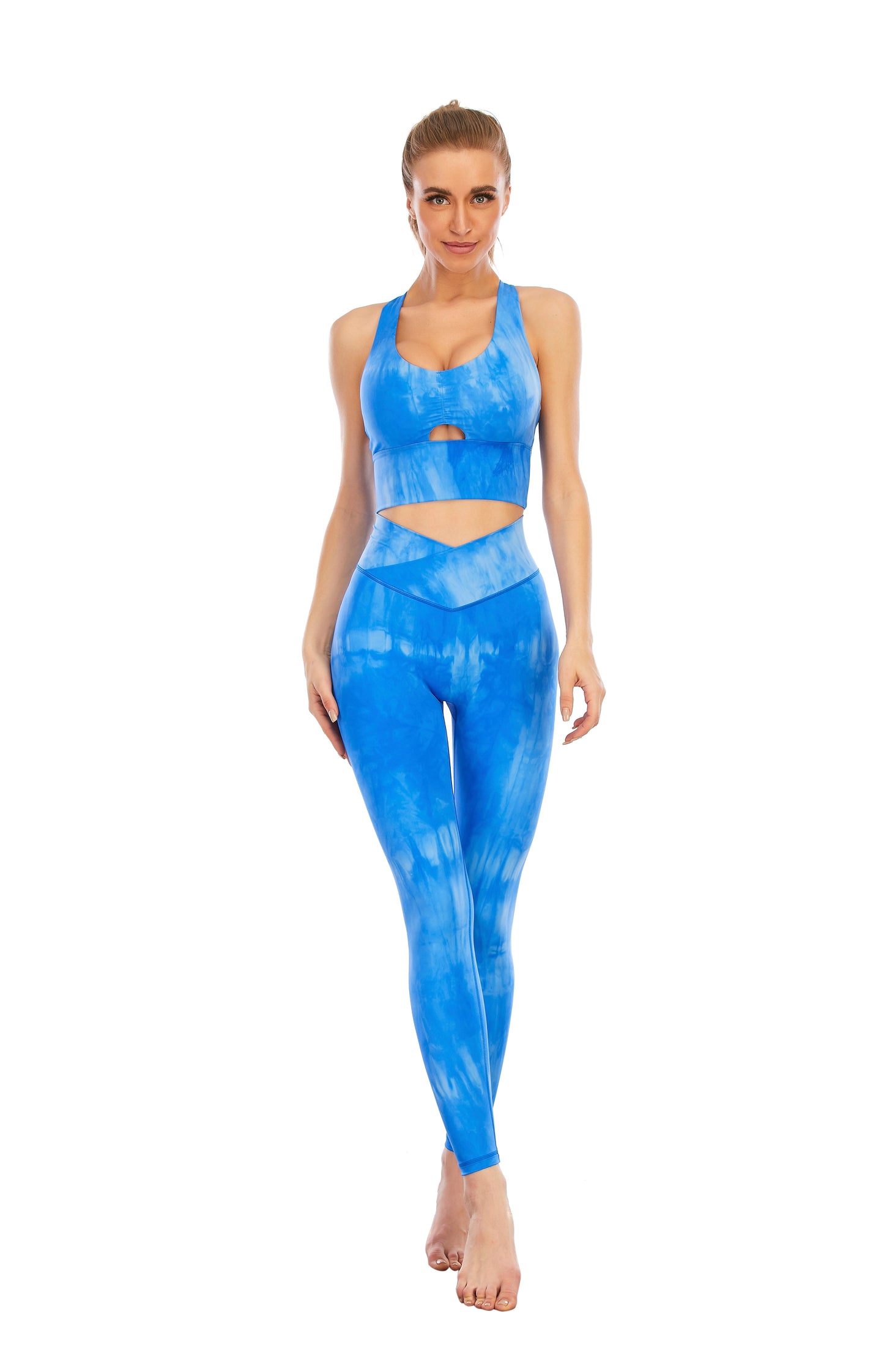 HZORI® | SPORTS YOGA SUIT WOMEN'S Water blue printing