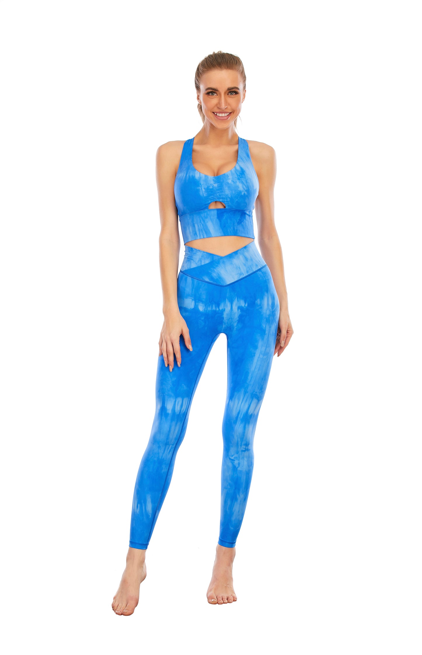 HZORI® | SPORTS YOGA SUIT WOMEN'S Water blue printing