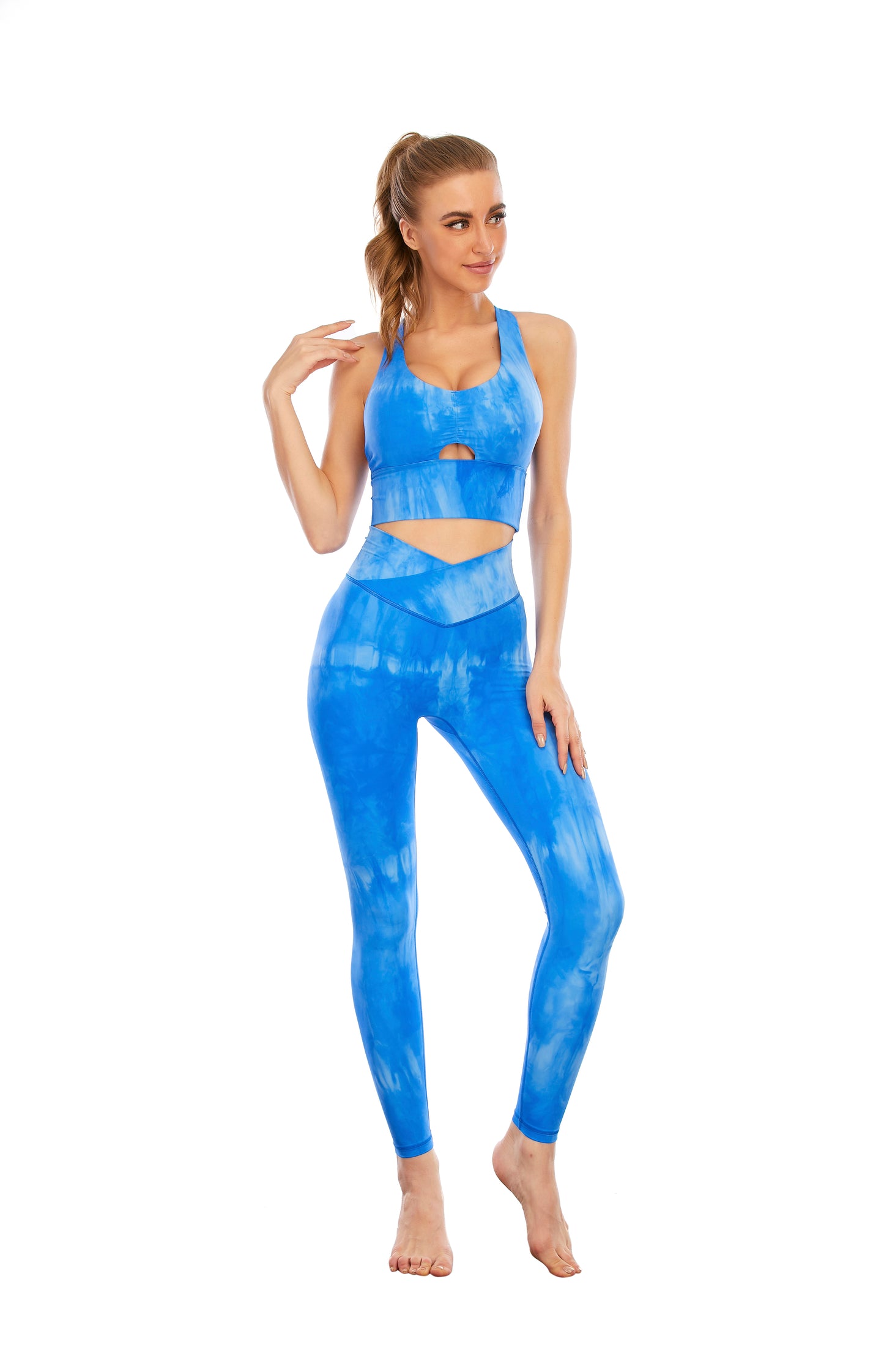HZORI® | SPORTS YOGA SUIT WOMEN'S Water blue printing