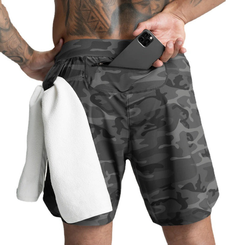 Hzori Muscle Men's Shorts Single Layer Woven Quick-Drying Solid Color Running Fitness Sports Leisure Fifth Pants