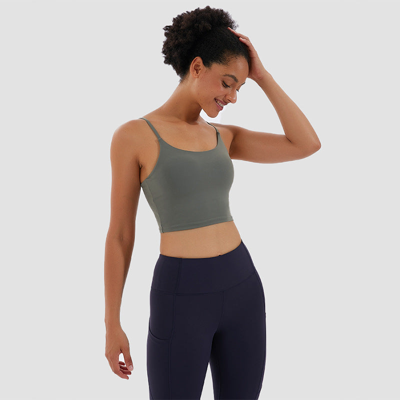 Hzori 2023 New Yoga Small Sling with Chest Pad Moisture Wicking Sports Underwear Yoga Clothing Top