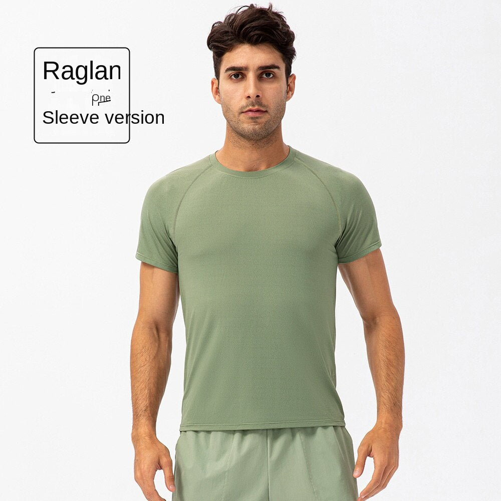 Hzori Spring/Summer Men's Loose Running Quick Drying Clothes round Neck T-shirt Sweat-Absorbent Breathable Fitness Sports Casual Short Sleeve Clothes