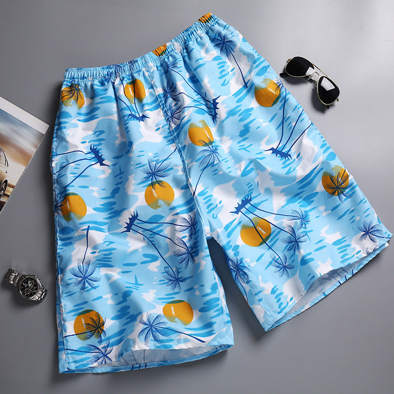 Hzori Beach Pants Men's Large Size Quick-Drying Loose Thin Men's Shorts Sports Casual Flower Pants