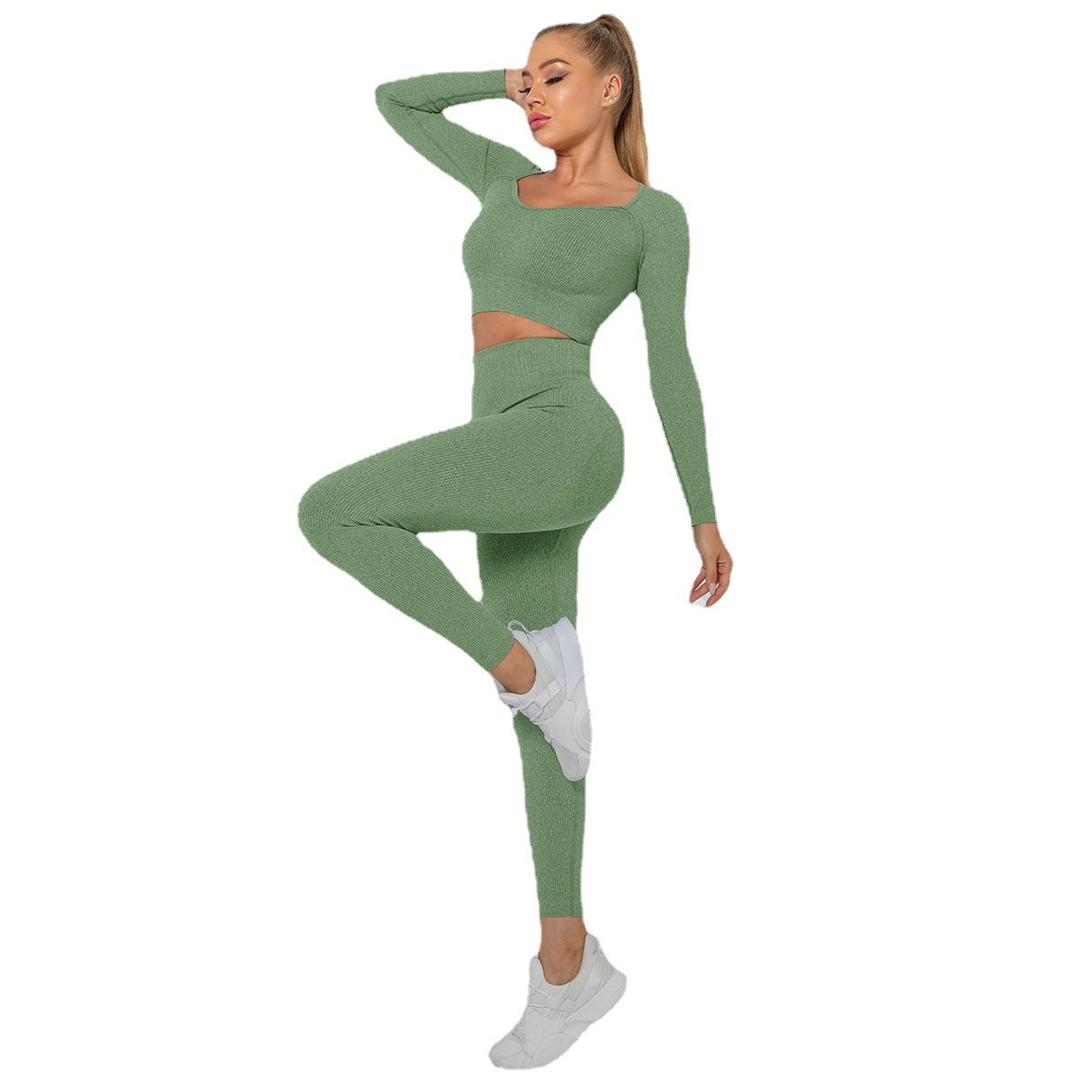 Hzori Seamless Thread Multi-Angle Stitching Low Collar Yoga Long-Sleeve Suit Sports Running Fitness Yoga Wear Women