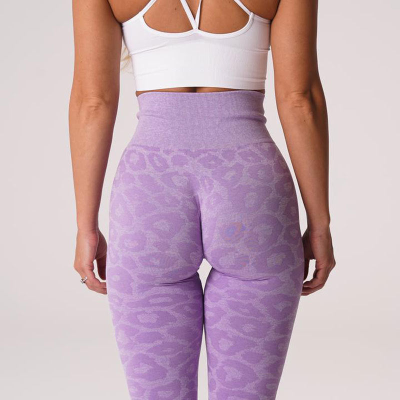 Hzori Popular Snowflake Leopard Print Cropped Pants Leopard Jacquard Seamless Animal Pattern Yoga Trousers