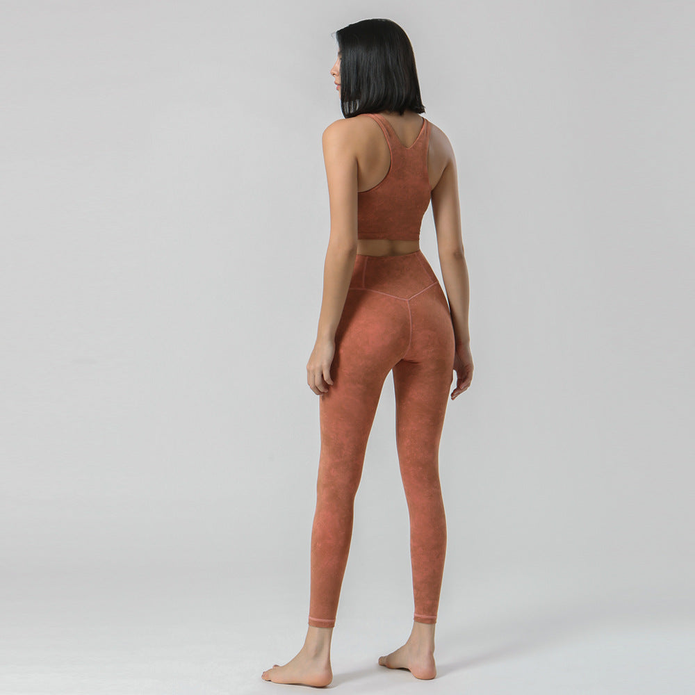 Hzori Nude Feel High Waist Workout Set Outdoor Beauty Back Leisure Suit