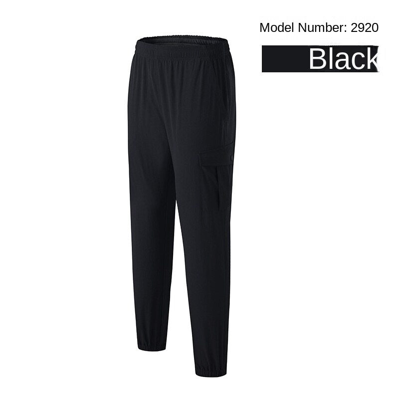 Hzori Sports Pants Men's Spring Outdoor Quick-Dry Pants Loose Woven Elastic Ankle-Tied Fitness Leisure Cargo Trousers