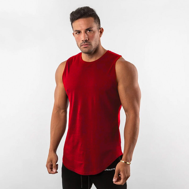Hzori Candy Solid Color Sports Fitness Vest Men's Running Exercise Slim Black and White Sleeveless Waistcoat
