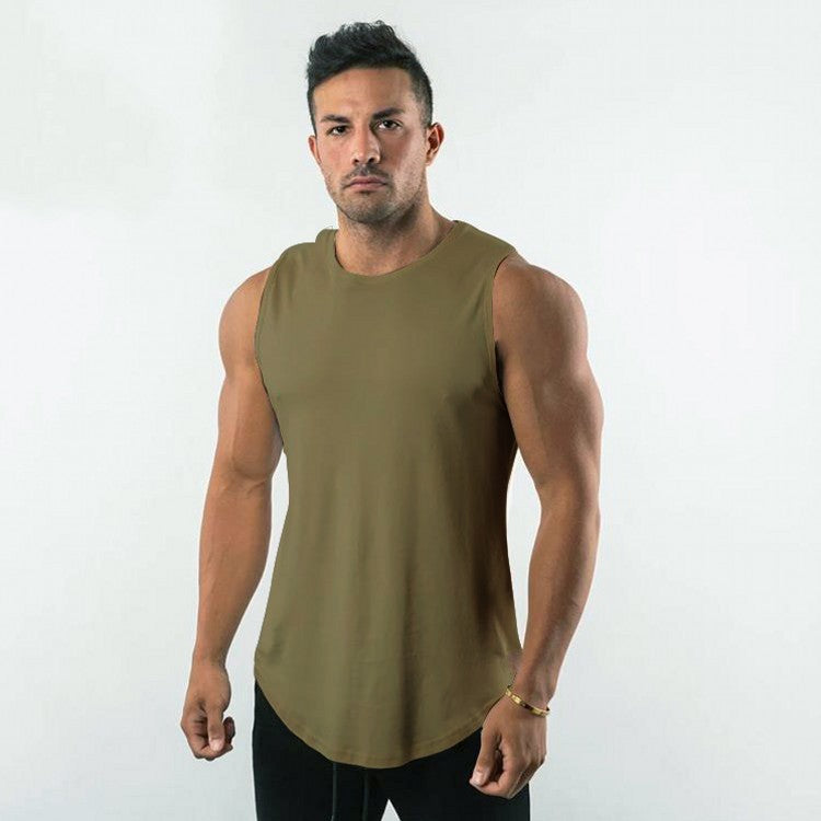 Hzori Candy Solid Color Sports Fitness Vest Men's Running Exercise Slim Black and White Sleeveless Waistcoat