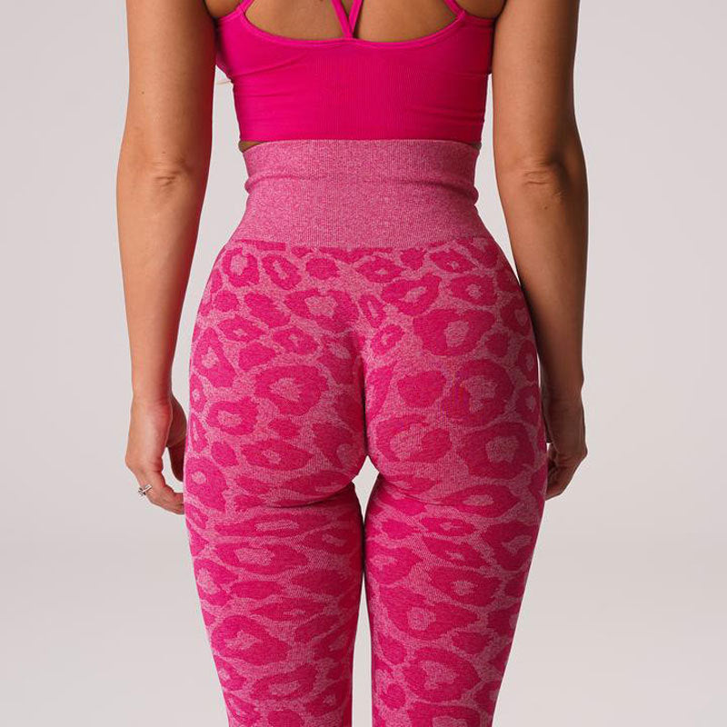 Hzori Popular Snowflake Leopard Print Cropped Pants Leopard Jacquard Seamless Animal Pattern Yoga Trousers