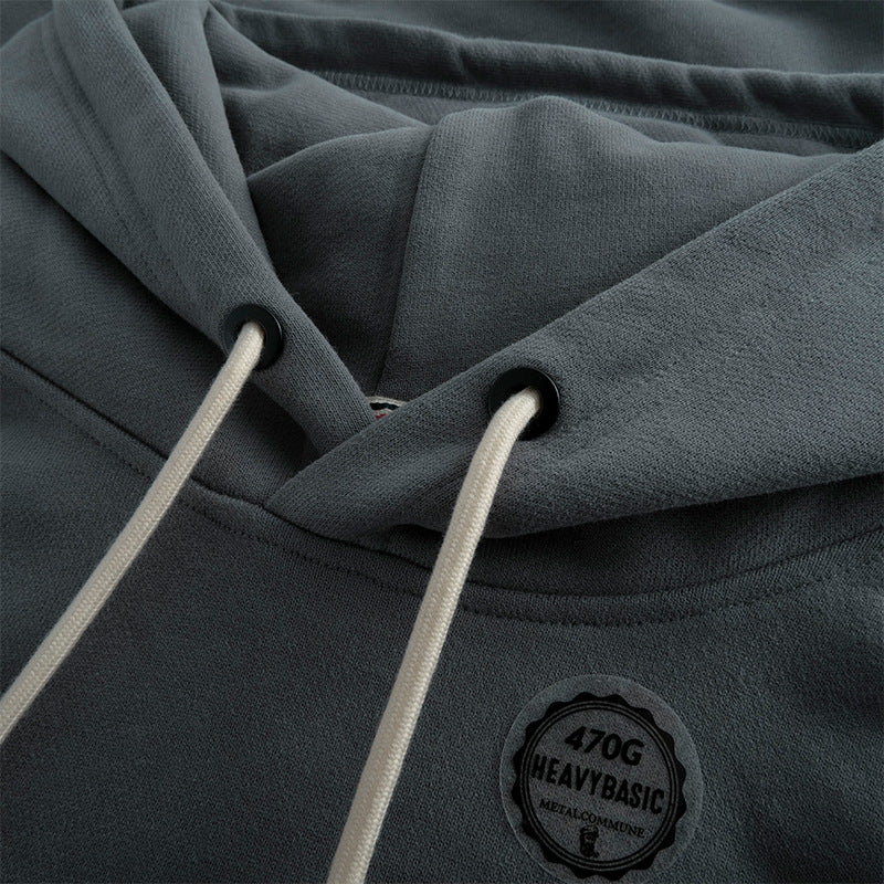 Hzori 470G Autumn and Winter Heavy and Thick Fleece-Lined Thickened Solid Color Retro Hooded Men and Women Couple Sweater Fashion