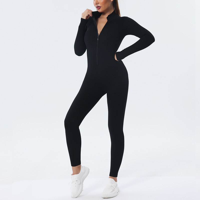Hzori Quick-Drying Seamless Fall/Winter Yoga Wear Long-Sleeved Sports Suit Dance Yoga Fitness Suit One-Piece Skinny Yoga Pants Women
