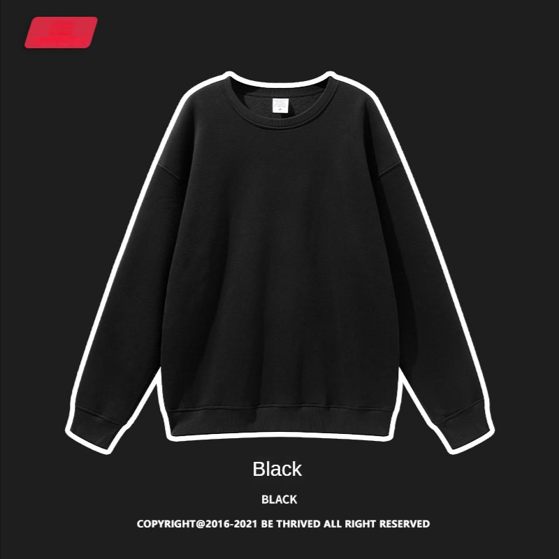 Hzori 2023 Autumn and Winter New Fashion Brand Casual Loose 345G Velvet Solid Color round Neck Men's Sweater