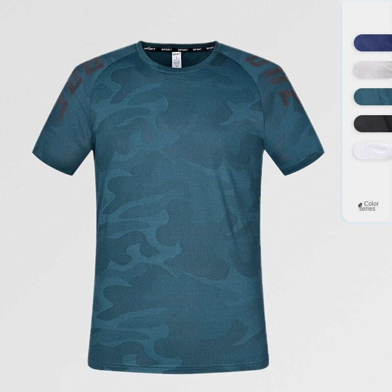 Hzori Summer Sports Quick-Drying T-shirt Running Fitness Basketball Badminton Workout Top Men's Short Sleeve