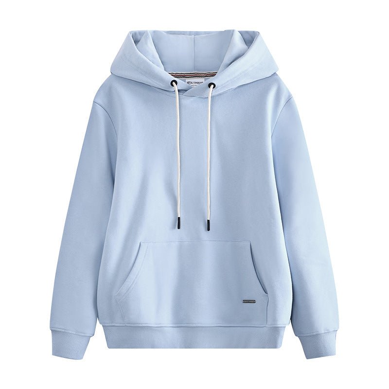 Hzori 470G Autumn and Winter Heavy and Thick Fleece-Lined Thickened Solid Color Retro Hooded Men and Women Couple Sweater Fashion