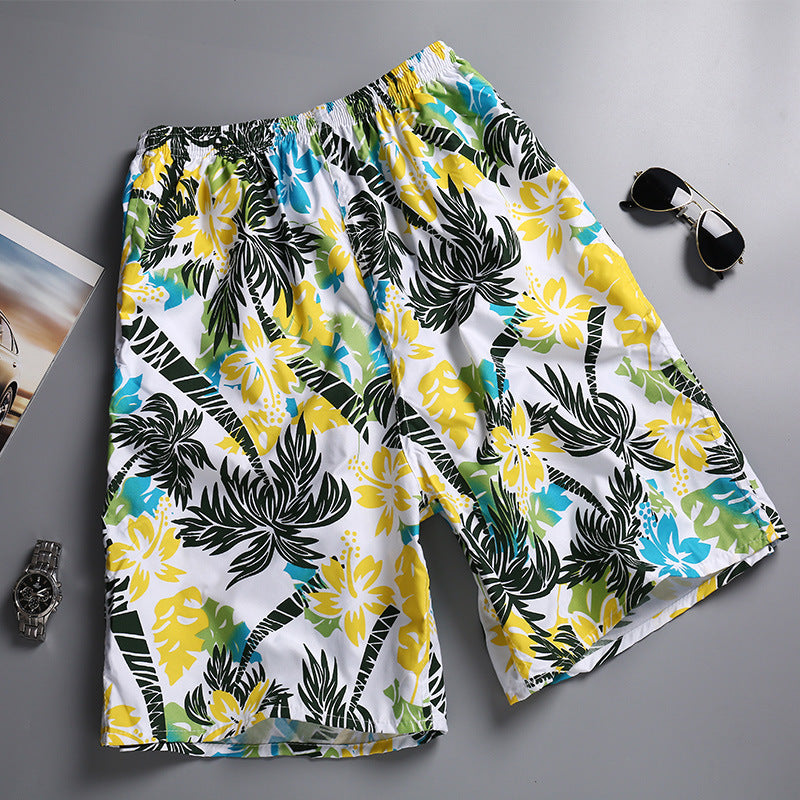 Hzori Beach Pants Men's Large Size Quick-Drying Loose Thin Men's Shorts Sports Casual Flower Pants