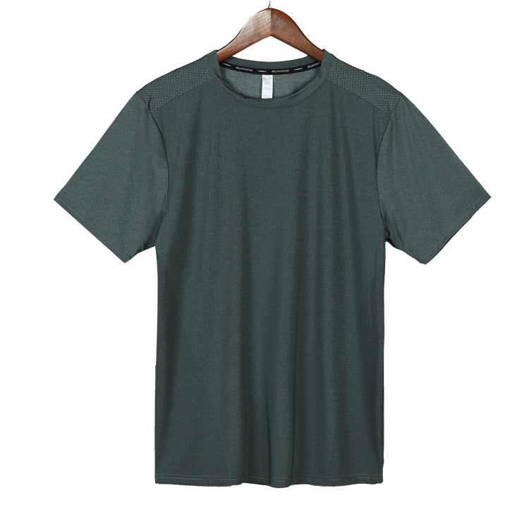 Hzori Short-Sleeved Polo Shirt Quick Drying Clothes Men's Sports and Leisure Running T-shirt Basketball Training Wear Ice Silk Top