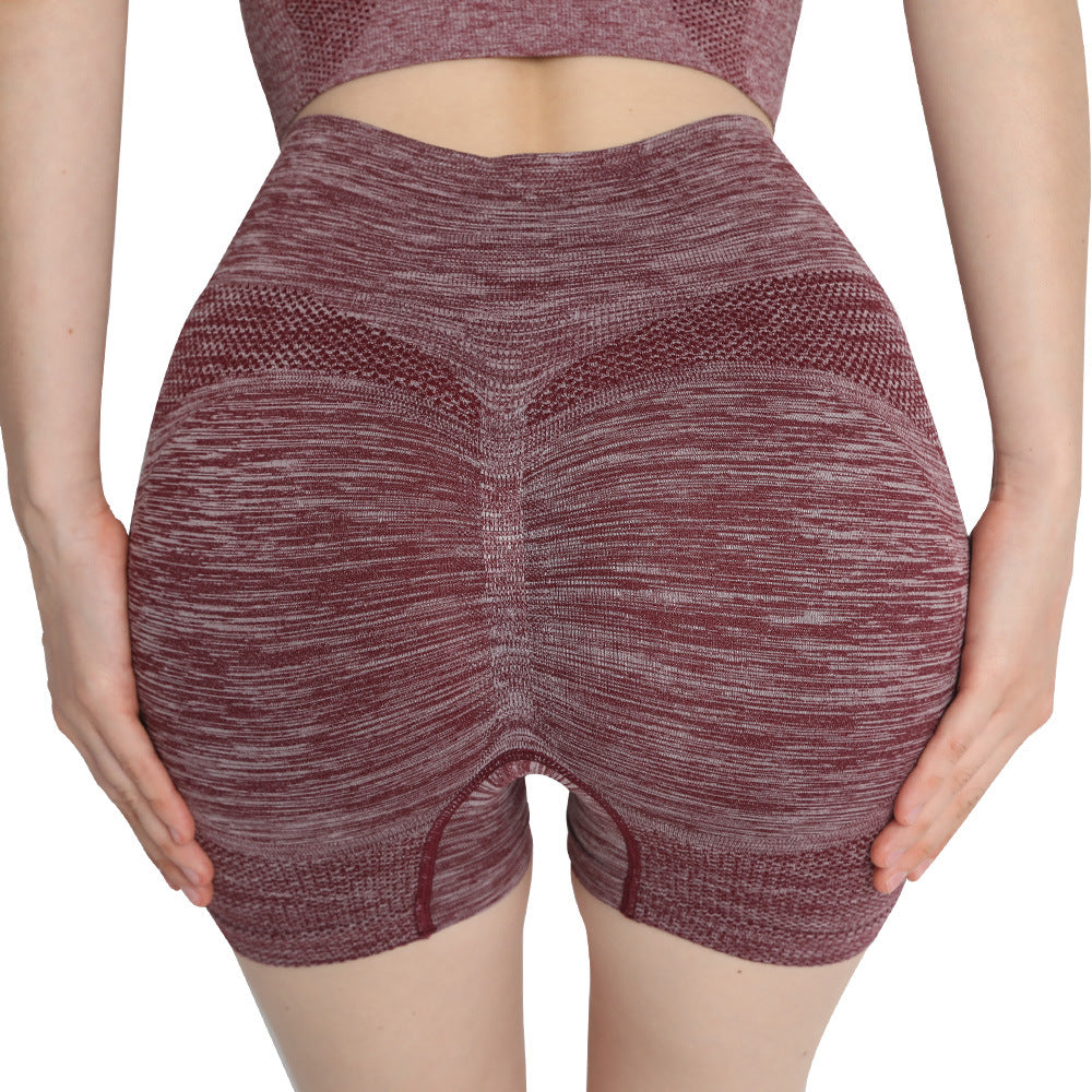 Hzori Seamless Peach Hip Fitness Yoga Pants Women's High Waist Hip Lift Belly Contracting and Close-Fitting Sports Quick-Drying Base Short Shorts