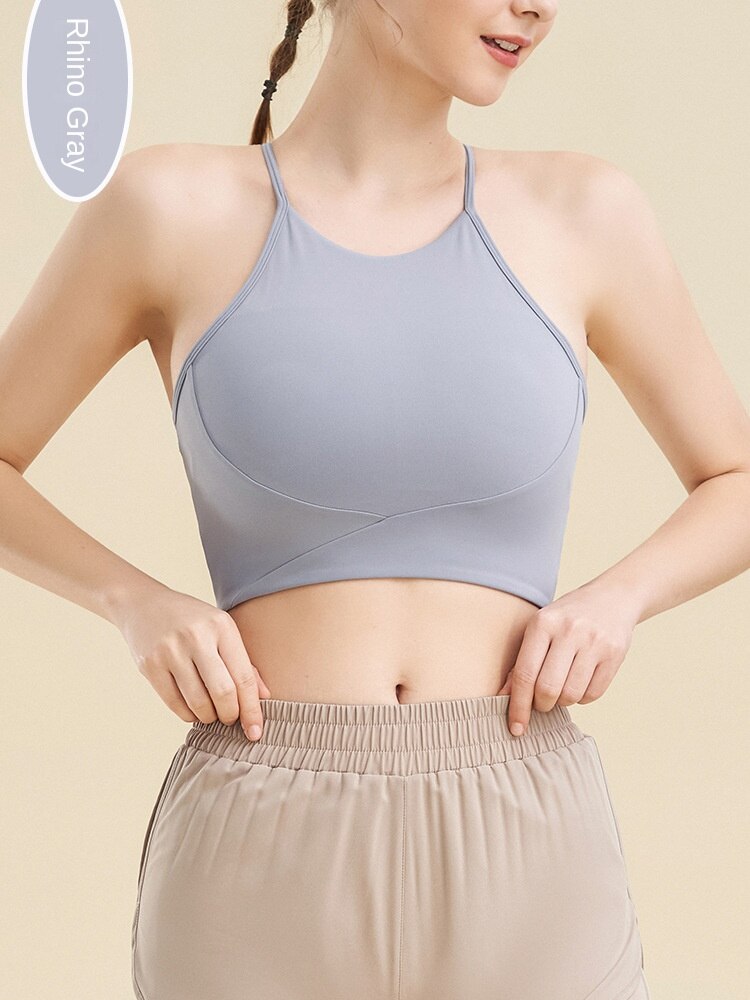 Hzori New High Collar Yoga Vest Running Sling Fitness Back Shaping Padded Sports Underwear Shockproof