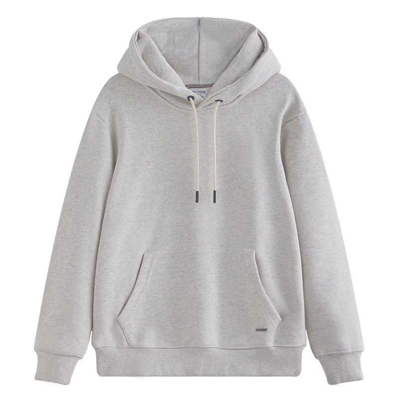 Hzori 470G Autumn and Winter Heavy and Thick Fleece-Lined Thickened Solid Color Retro Hooded Men and Women Couple Sweater Fashion