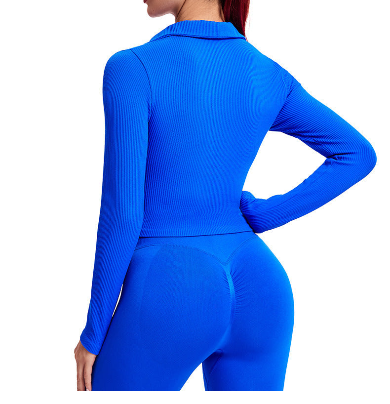 Hzori Yoga Suit Long Sleeve Autumn and Winter Knitting Thread Spot Fashion Professional Gym Running Sports Suit