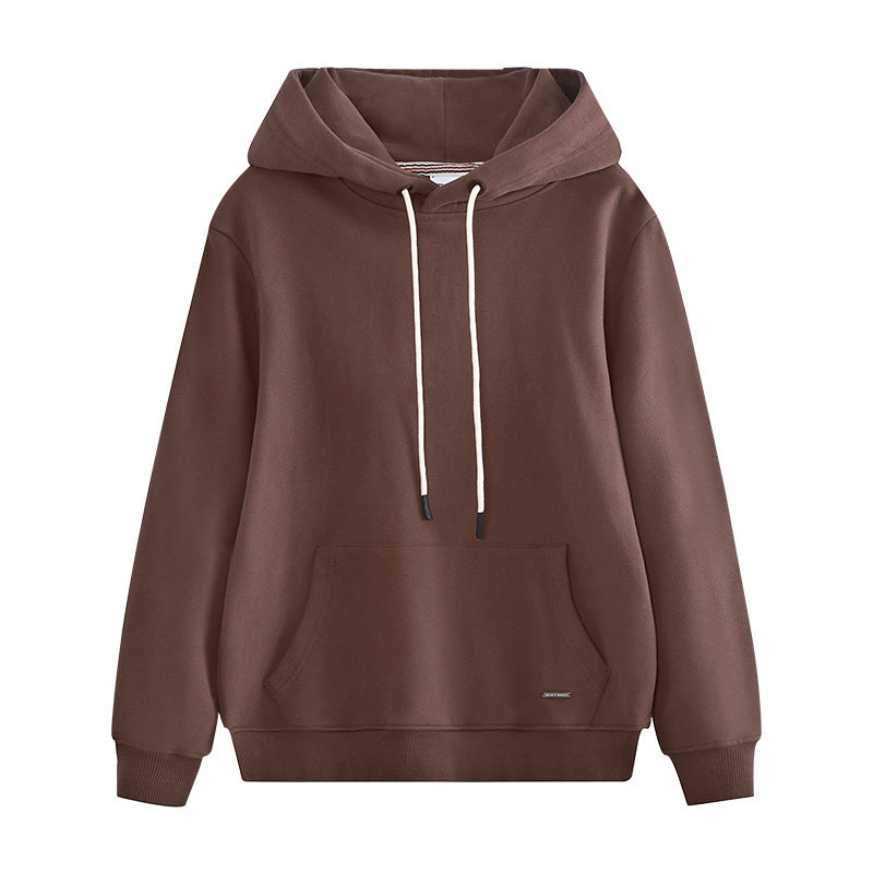 Hzori 470G Autumn and Winter Heavy and Thick Fleece-Lined Thickened Solid Color Retro Hooded Men and Women Couple Sweater Fashion