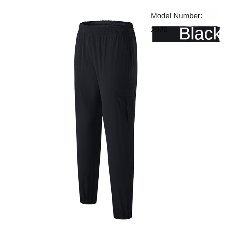 Hzori Sports Pants Men's Spring Outdoor Quick-Dry Pants Loose Woven Elastic Ankle-Tied Fitness Leisure Cargo Trousers
