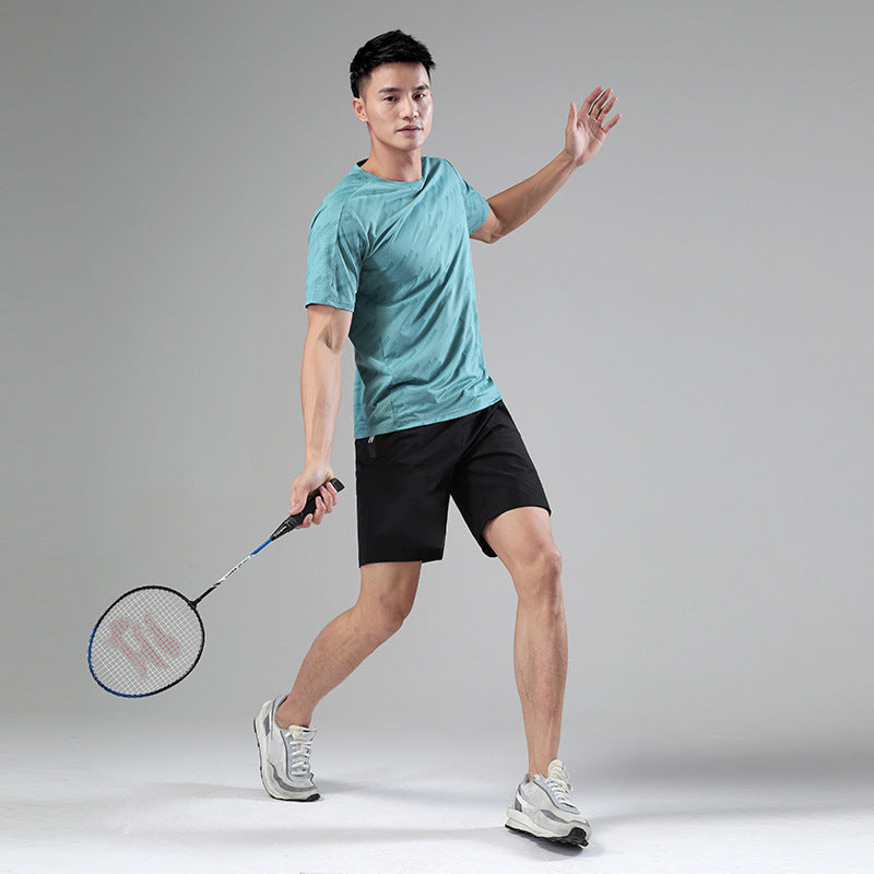 Hzori 2023 Meteor Shower Sports T-shirt Men's Summer Nylon Ice Silk Short Sleeve Men's Fitness Cool Running Quick Drying Clothes Men's