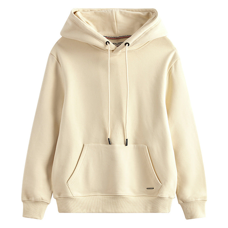 Hzori 470G Autumn and Winter Heavy and Thick Fleece-Lined Thickened Solid Color Retro Hooded Men and Women Couple Sweater Fashion