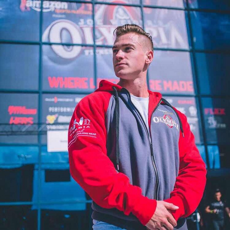 Hzori Autumn Hooded Zip-up Shirt Men's Fitness Competition Olympic Uniform Training Fitness Sports Top Fashion Colorblock Sweater
