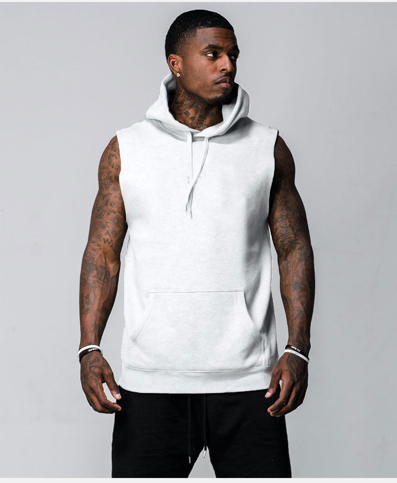 Hzori Muscle Blank Sports Hooded Vest Men's Brothers Casual Fitness Vest Running Training Clothing