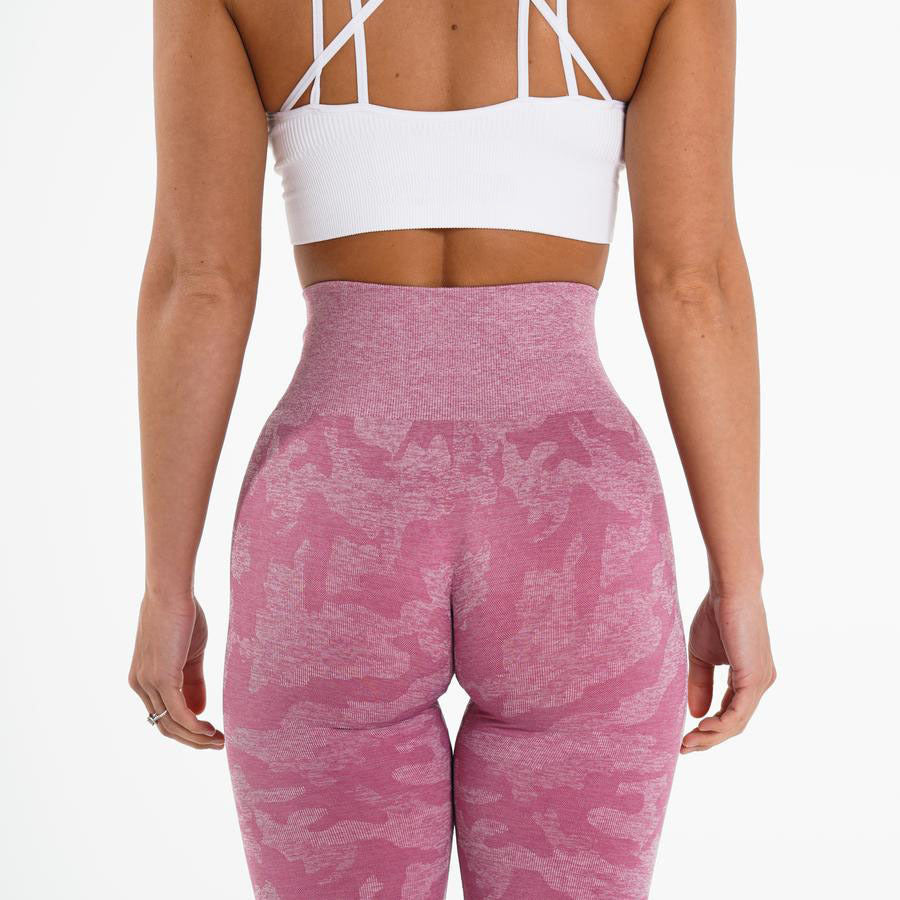 Hzori Popular Snowflake Camouflage Cropped Pants Camouflage Jacquard Seamless Fitness Yoga Trousers